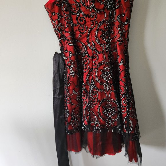 Black and Red Lace Prom Dress - Picture 6 of 8